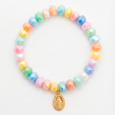 Bracelet Coco Multicolore médaille miraculeuse - perles collier de bonbons - Comptoir Doré