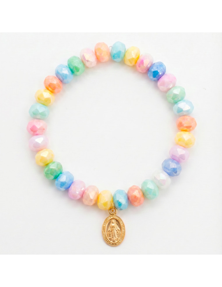 Bracelet Coco Multicolore médaille miraculeuse - perles collier de bonbons - Comptoir Doré