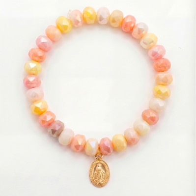Bracelet Coco Pêche médaille miraculeuse - perles collier de bonbons - Comptoir Doré