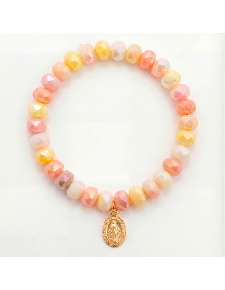 Bracelet Coco Pêche médaille miraculeuse - perles collier de bonbons - Comptoir Doré