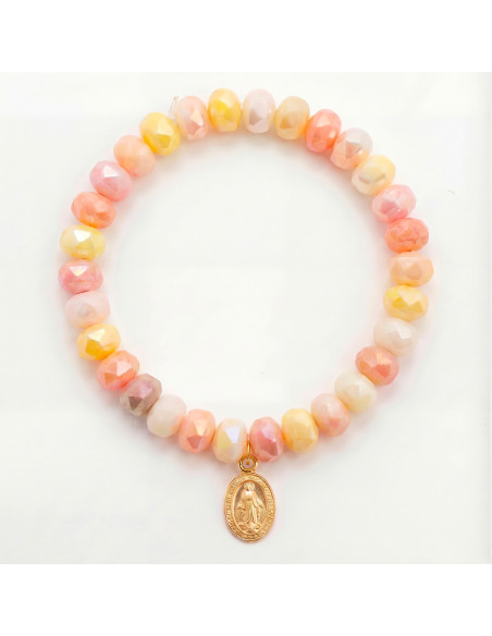 Bracelet Coco Pêche médaille miraculeuse - perles collier de bonbons - Comptoir Doré