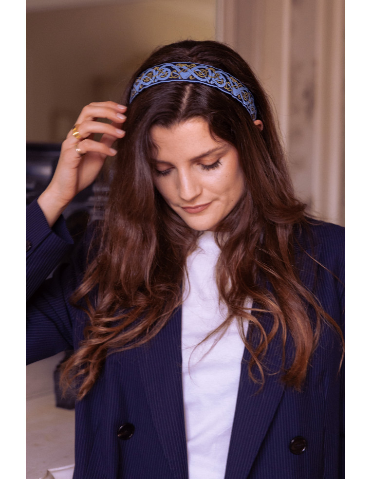 Serre-tête Joan brodé bleu - L'Otarie Club - Comptoir Doré