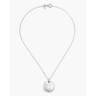 Collier argent avec médaillon rond gravé d'une colombe - Comptoir Doré 2
