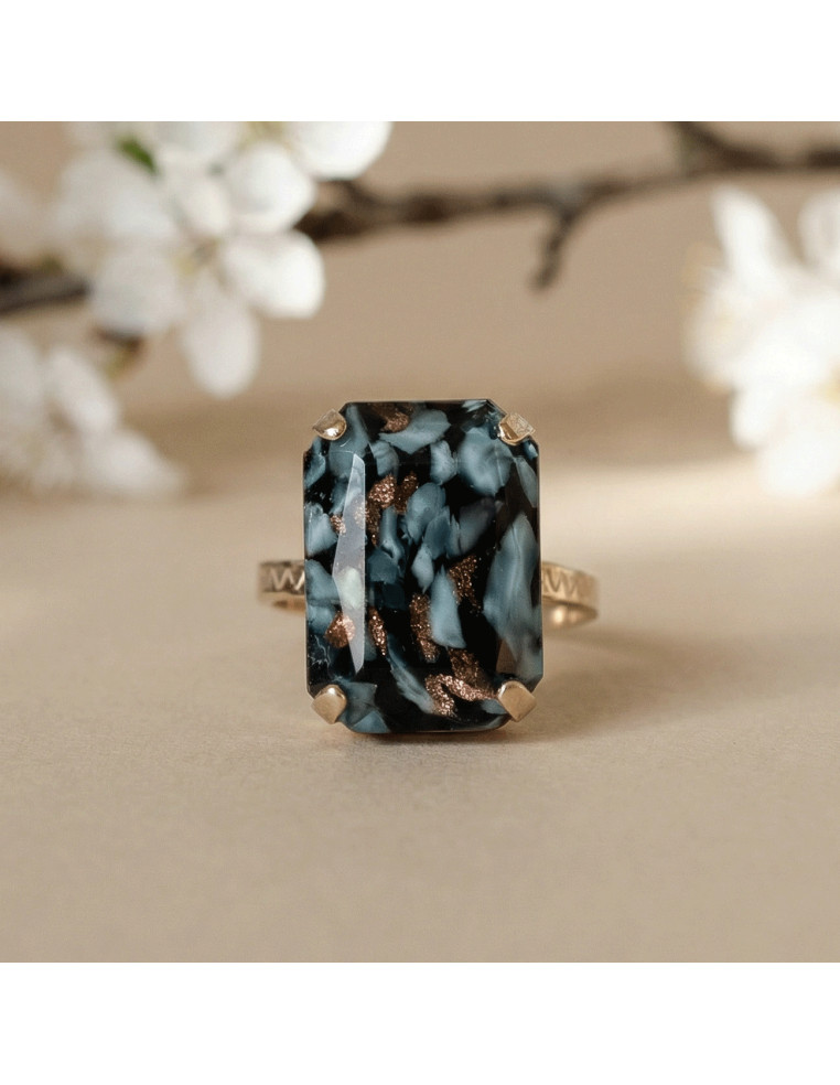 Bague Mousse - Bleu, noir et ocre - Un de ces quatre - Comptoir Doré