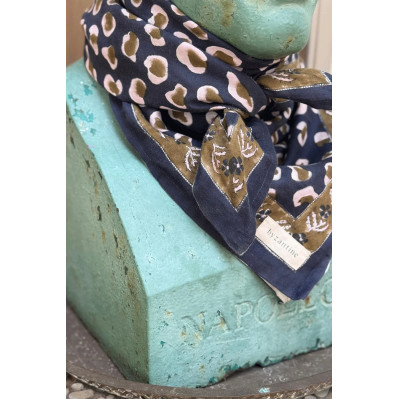 Grand Foulard Léopard Bleu marine - Byzantine APW - Comptoir Doré 2