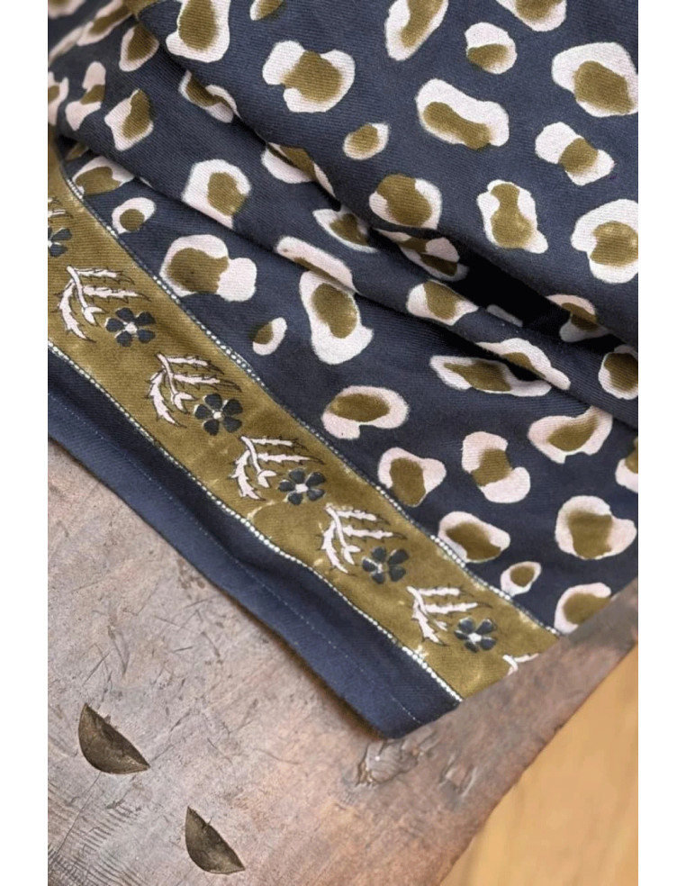 Grand Foulard Léopard Bleu marine - Byzantine APW - Comptoir Doré