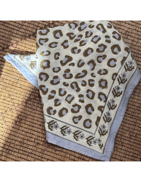 Grand Foulard Écru et Bleu ciel - Byzantine APW - Comptoir Doré