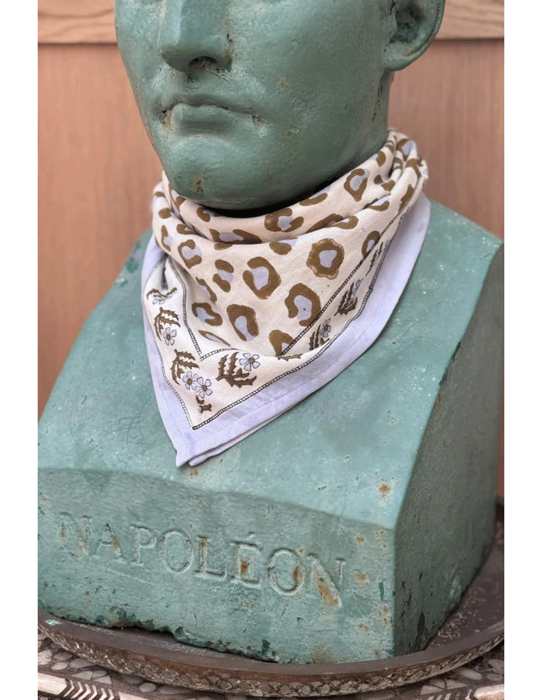 Grand Foulard Écru et Bleu ciel - Byzantine APW - Comptoir Doré