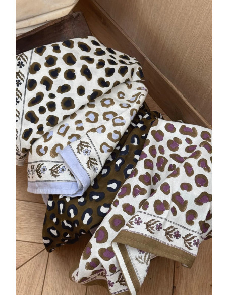 Grand Foulard Écru et Kaki - Byzantine APW - Comptoir Doré