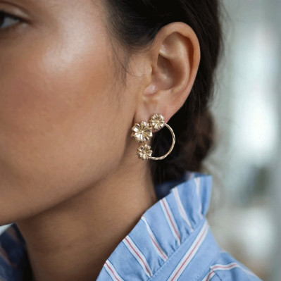 Boucles d'oreilles Sakura motif floral - Un de ces quatre - Comptoir Doré