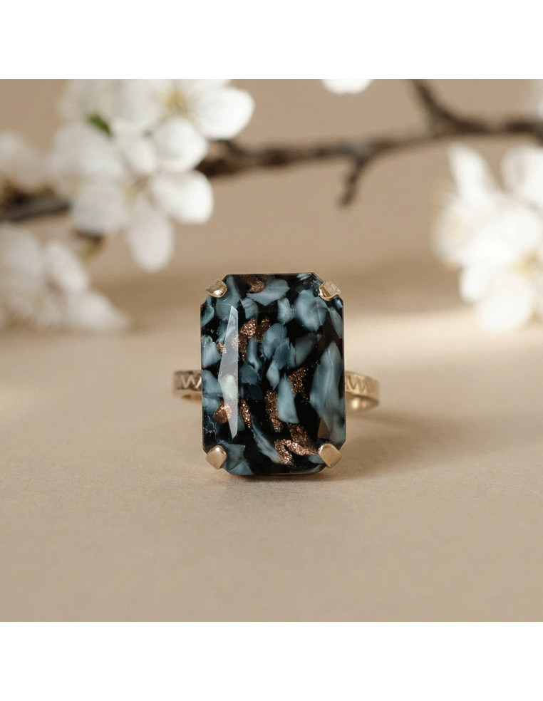 Bague Mousse - Bleu, noir et ocre - Un de ces quatre - Comptoir Doré