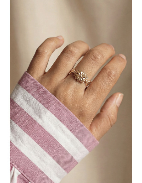Bague Sakura réversible dorée - Un de ces quatre - Comptoir Doré