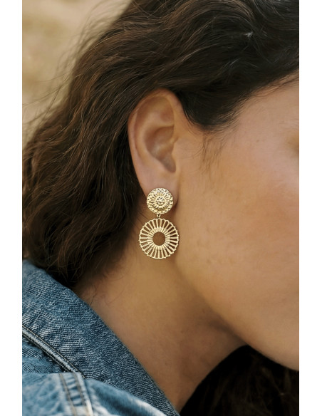 Boucles d'oreilles Bloom dorées - Un de ces quatre - Comptoir doré