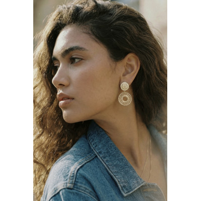 Boucles d'oreilles Bloom dorées - Un de ces quatre - Comptoir doré 2