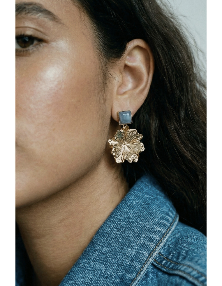 Boucles d'oreilles Hortense fleur doré - Un de ces quatre - Comptoir Doré