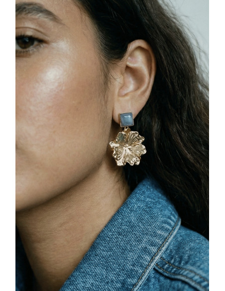 Boucles d'oreilles Hortense fleur doré - Un de ces quatre - Comptoir Doré