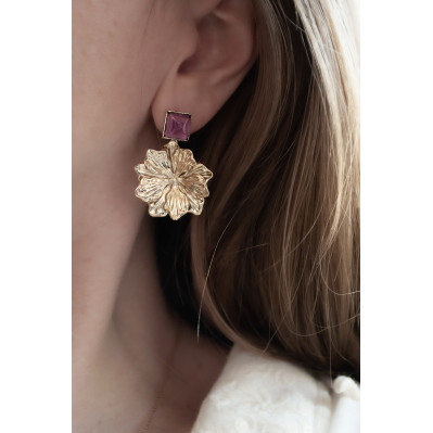 Boucles d'oreilles Hortense fleur doré - Un de ces quatre - Comptoir Doré 2