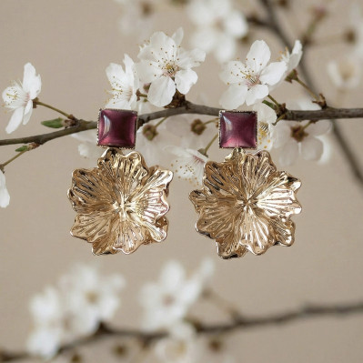 Boucles d'oreilles Hortense fleur doré - Un de ces quatre - Comptoir Doré