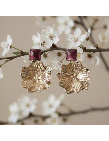 Boucles d'oreilles Hortense fleur doré - Un de ces quatre - Comptoir Doré