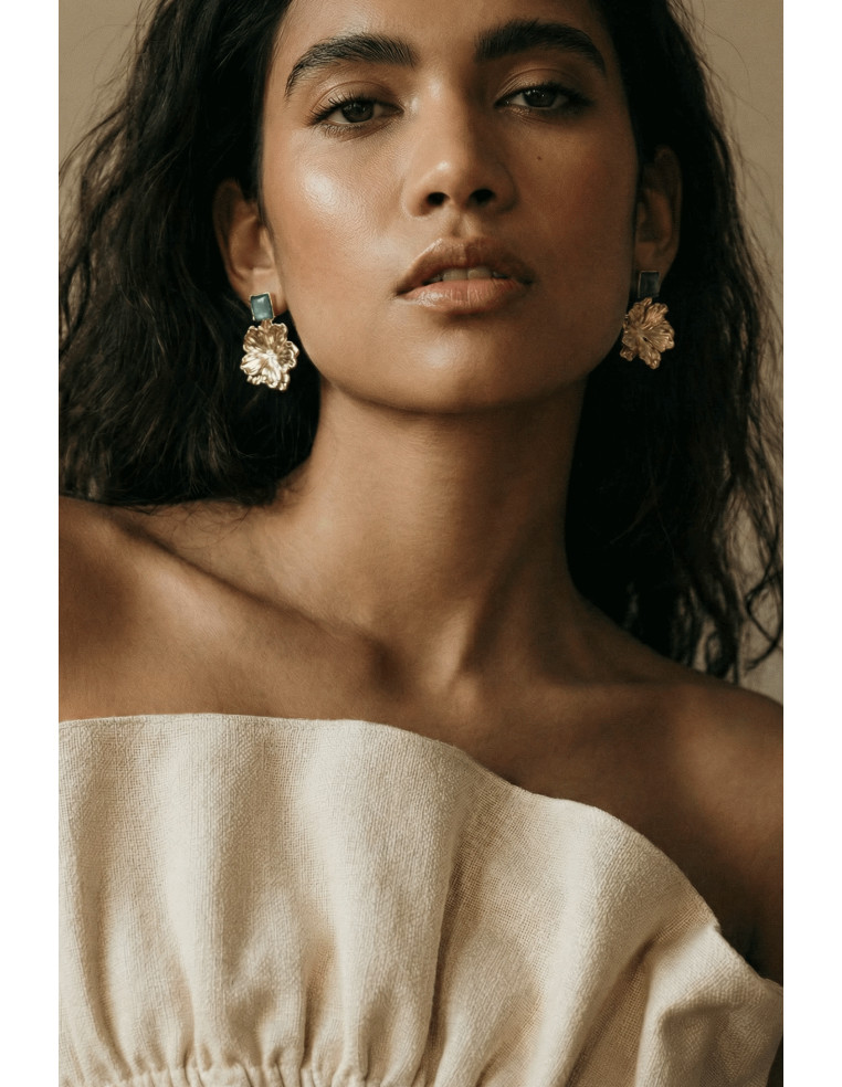 Boucles d'oreilles Hortense fleur doré - Un de ces quatre - Comptoir Doré