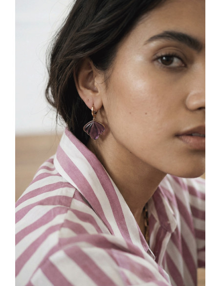 Boucles d'oreilles Yuna papillon pourpre - Un de ces quatre - Comptoir doré