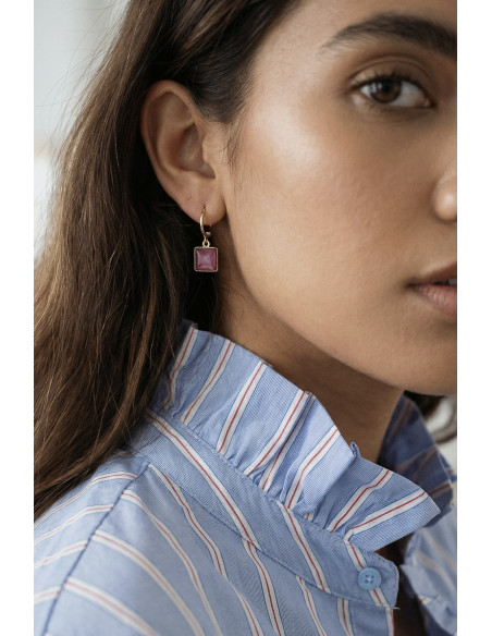 Boucles d'oreilles Zellige verres colorés  -Un de ces quatre - Comptoir doré