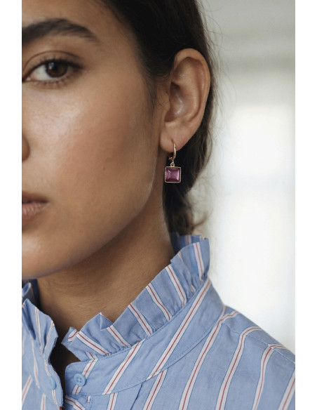 Boucles d'oreilles Zellige verres colorés  -Un de ces quatre - Comptoir doré