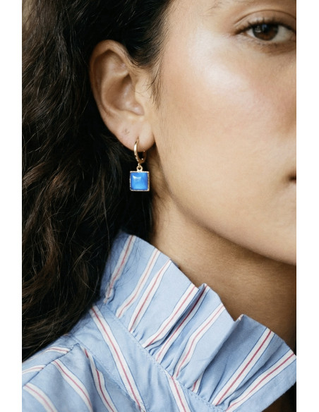 Boucles d'oreilles Zellige verres colorés  -Un de ces quatre - Comptoir doré