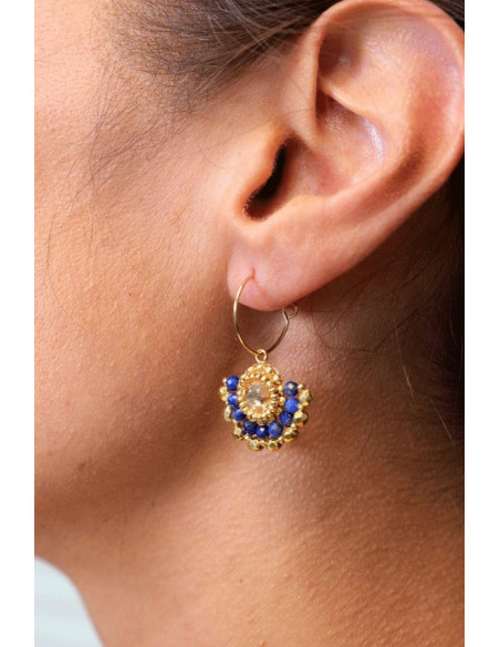 Boucles d'oreilles Marcia Lapis Lazuli - Colette S'apprête - Comptoir Doré