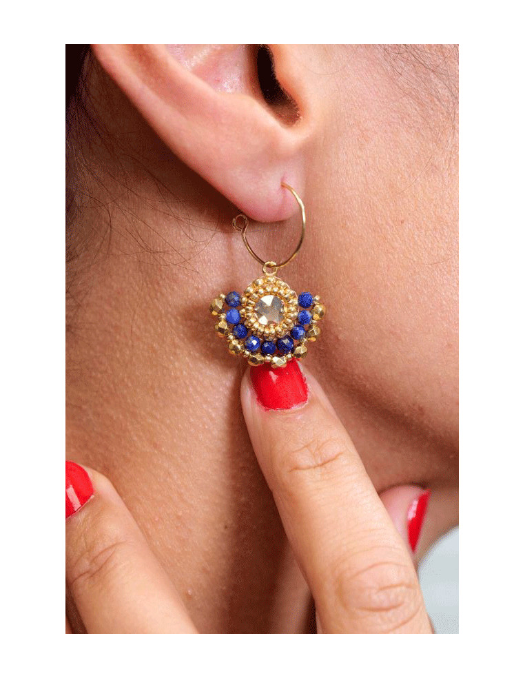 Boucles d'oreilles Marcia Lapis Lazuli - Colette S'apprête - Comptoir Doré
