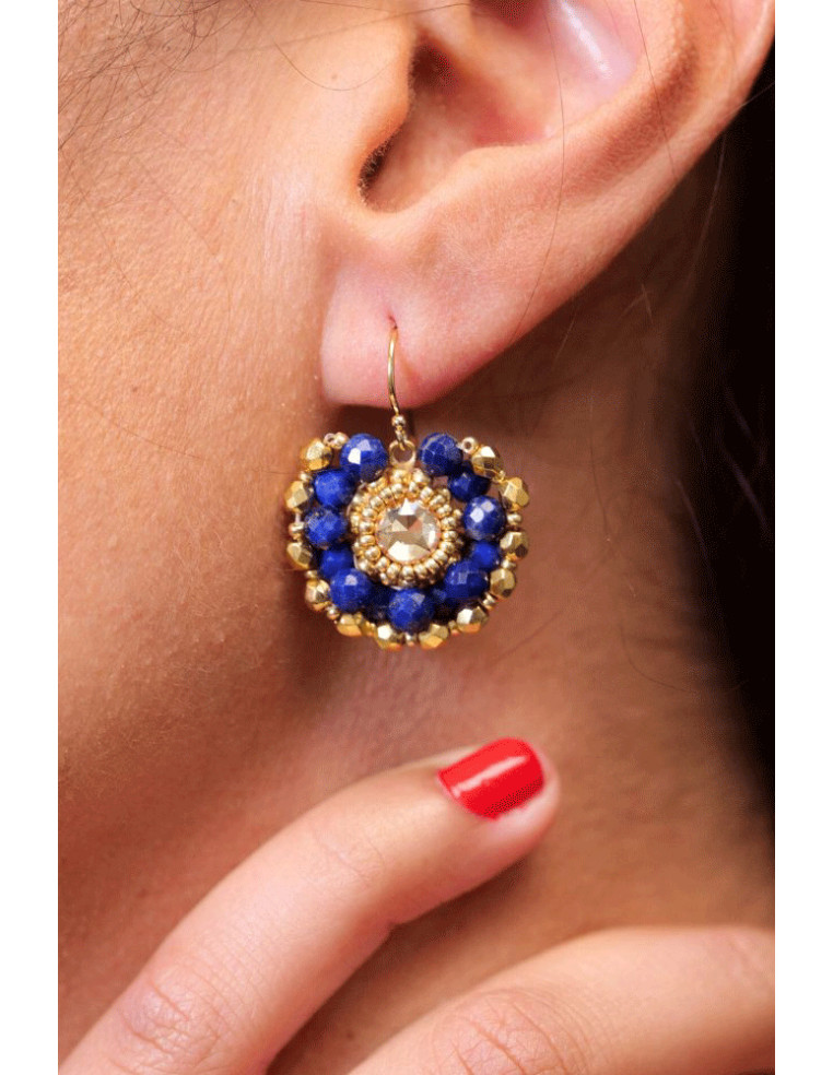 Boucles d'oreilles Iris Lapis Lazuli - Colette S'apprête - Comptoir Doré