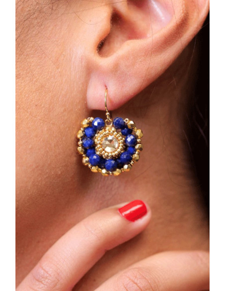 Boucles d'oreilles Iris Lapis Lazuli - Colette S'apprête - Comptoir Doré