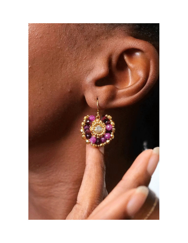 Boucles d'oreilles Iris Grenat - Colette S'apprête - Comptoir Doré