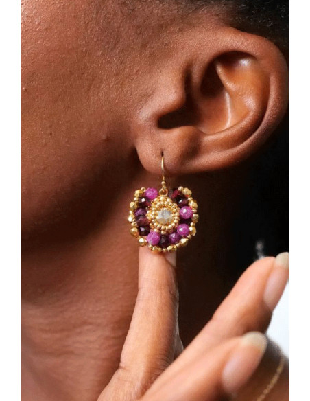 Boucles d'oreilles Iris Grenat - Colette S'apprête - Comptoir Doré