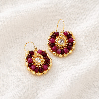 Boucles d'oreilles Iris Grenat - Colette S'apprête - Comptoir Doré