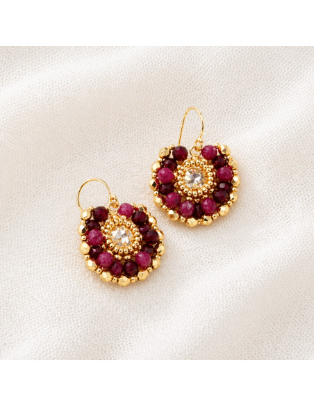 Boucles d'oreilles Iris Grenat - Colette S'apprête - Comptoir Doré