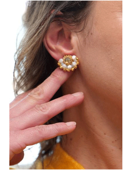 Boucles d'oreilles Ines Nacre - Colette S'apprête - Comptoir Doré