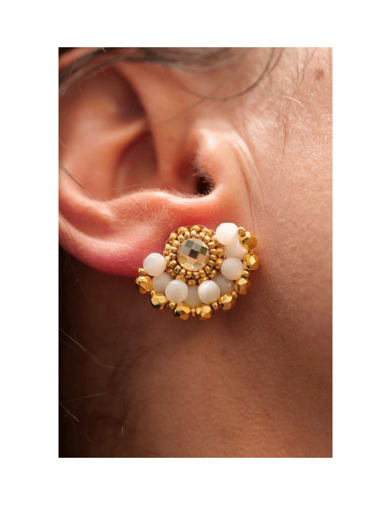 Boucles d'oreilles Ines Nacre - Colette S'apprête - Comptoir Doré