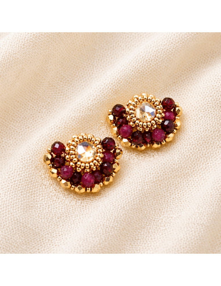 Boucles d'oreilles Ines Grenat - Colette S'apprête - Comptoir Doré