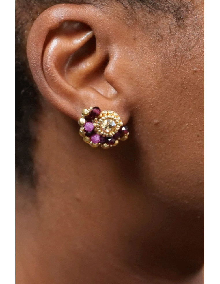 Boucles d'oreilles Ines Grenat - Colette S'apprête - Comptoir Doré