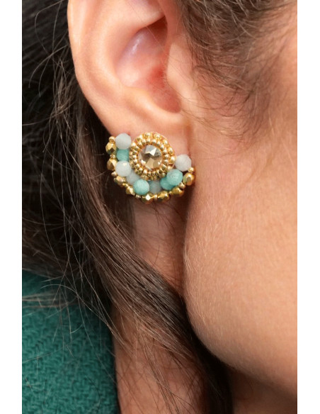 Boucles d'oreilles Ines Amazonite - Colette S'apprête - Comptoir Doré