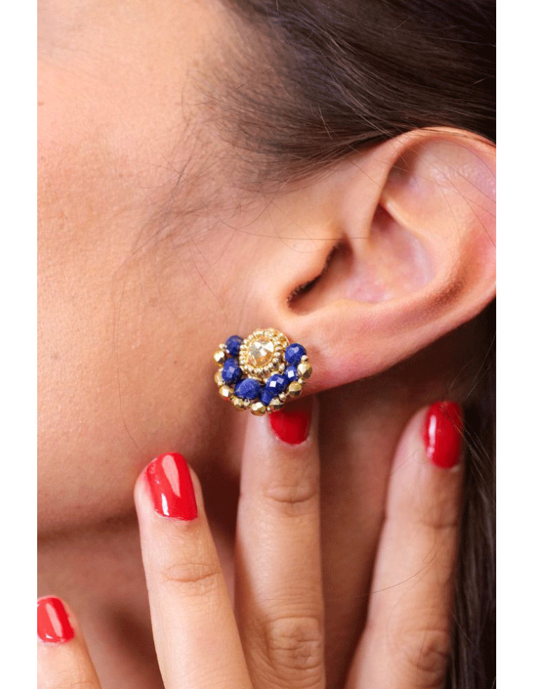 Boucles d'oreilles Ines Lapis Lazuli - Colette S'apprête - Comptoir Doré