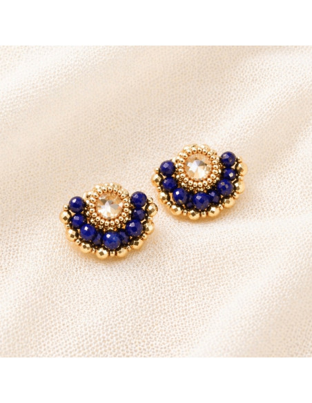 Boucles d'oreilles Ines Lapis Lazuli - Colette S'apprête - Comptoir Doré