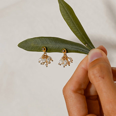 Boucles d'oreilles perles Céleste - Comptoir Doré - L'Atelier de Clotilde