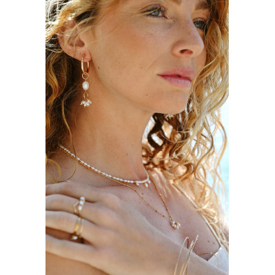 Boucles d'oreilles dorées perles Céline - Comptoir Doré - L'Atelier de Clotilde 2