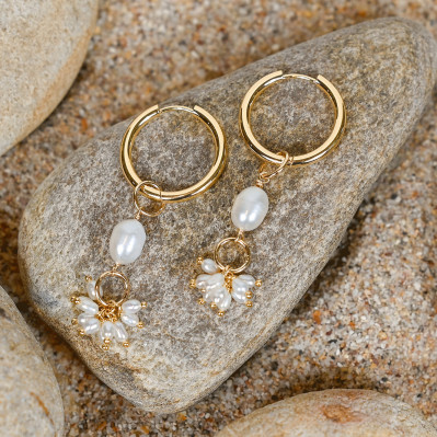 Boucles d'oreilles dorées perles Céline - Comptoir Doré - L'Atelier de Clotilde