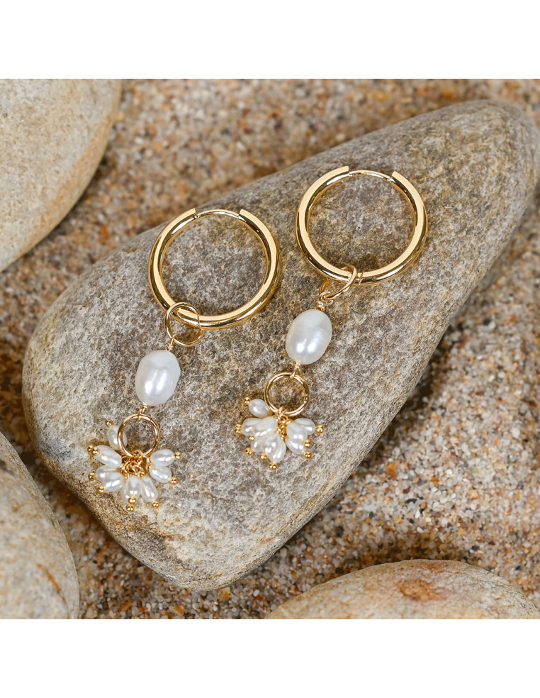 Boucles d'oreilles dorées perles Céline - Comptoir Doré - L'Atelier de Clotilde