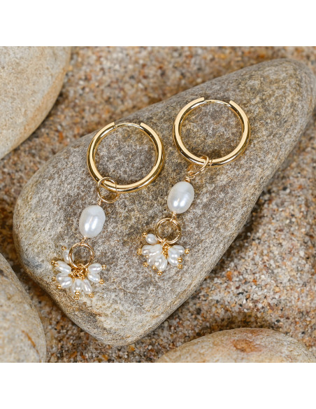Boucles d'oreilles dorées perles Céline - Comptoir Doré - L'Atelier de Clotilde