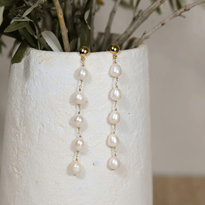 Boucles d'oreilles pendantes perles Emilie - Comptoir Doré - L'Atelier de Clotilde