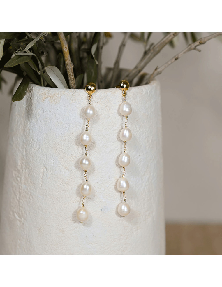 Boucles d'oreilles pendantes perles Emilie - Comptoir Doré - L'Atelier de Clotilde